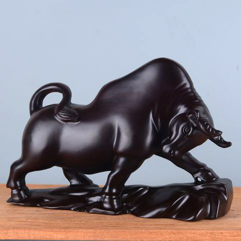 黑檀木雕牛——华尔街牛摆件