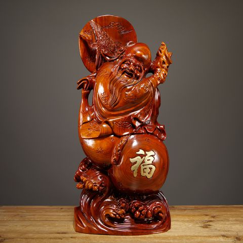 木雕老寿星公装饰工艺品
