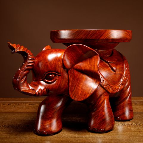 木雕大象换鞋凳