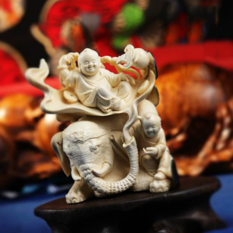 大象童子“太平有象”牙雕摆件工艺礼品