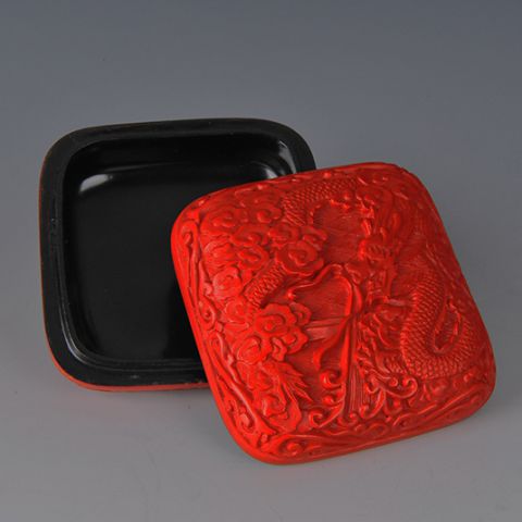 北京特色漆雕3.5寸牡丹首饰盒