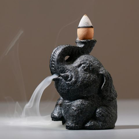创意青石雕刻大象倒流香炉