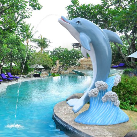 玻璃钢海豚美人鱼水景雕塑摆件